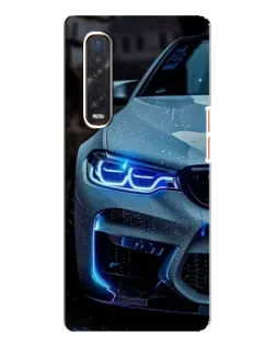 Чехол для OPPO Find X3 Pro с картинкой «Взгляд BMW с синими фарами»