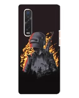 Чехол для OPPO Find X3 Pro с картинкой «PUBG — огненный силуэт»