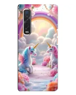 Чехол для OPPO Find X3 Pro с картинкой «Радуга и единороги»