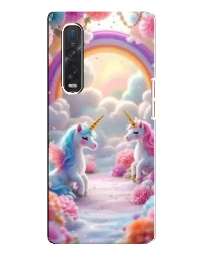 Чехол для OPPO Find X3 Pro с картинкой «Радуга и единороги»