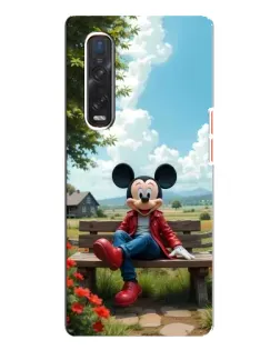 Чехол для OPPO Find X3 Pro с картинкой «Микки на скамейке»
