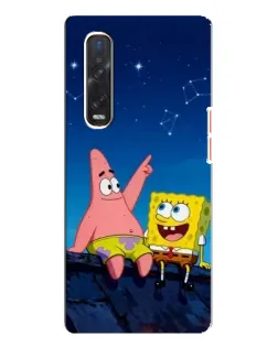 Чехол для OPPO Find X3 Pro с картинкой «Губка Боб и Патрик ночью»