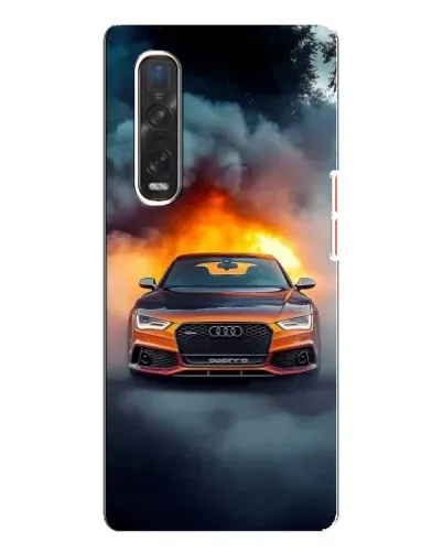 Чехол для OPPO Find X3 Pro с картинкой «Audi в огненном дыму»