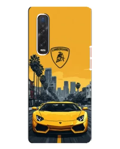 Чехол для OPPO Find X3 Pro с картинкой «Желтый Lamborghini город»