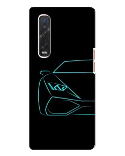 Чехол для OPPO Find X3 Pro с картинкой «Голубой силуэт Lamborghini»