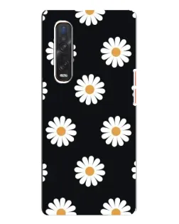 Чехол для OPPO Find X3 Pro с картинкой «Ромашки на черном»