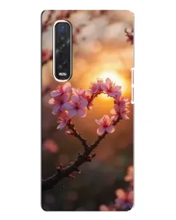 Чехол для OPPO Find X3 Pro с картинкой «Розовый цвет сердце на фоне заката»