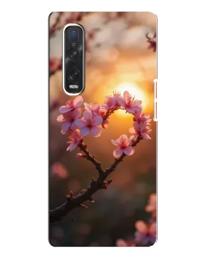 Чехол для OPPO Find X3 Pro с картинкой «Розовый цвет сердце на фоне заката»