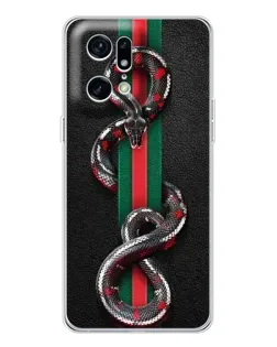 Чехол для OPPO Find X5 Pro с картинкой «Gucci — змея на полосе» Чехол для OPPO Find X5 Pro с картинкой «Gucci — змея на полосе»