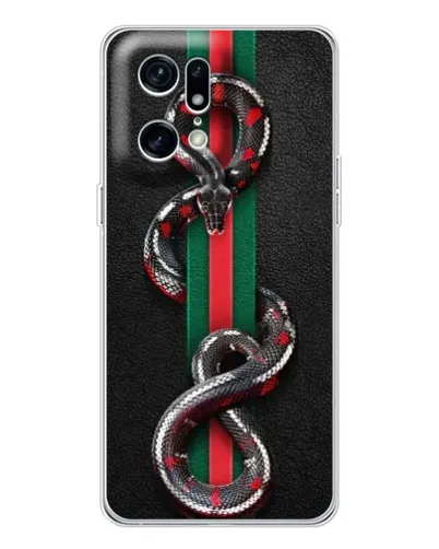 Чехол для OPPO Find X5 Pro с картинкой «Gucci — змея на полосе» Чехол для OPPO Find X5 Pro с картинкой «Gucci — змея на полосе»