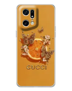 Чехол для OPPO Find X5 Pro с картинкой «Gucci — золотые бабочки» Чехол для OPPO Find X5 Pro с картинкой «Gucci — золотые бабочки»