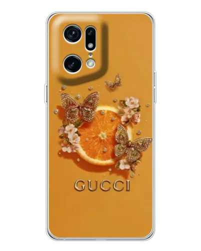 Чехол для OPPO Find X5 Pro с картинкой «Gucci — золотые бабочки» Чехол для OPPO Find X5 Pro с картинкой «Gucci — золотые бабочки»