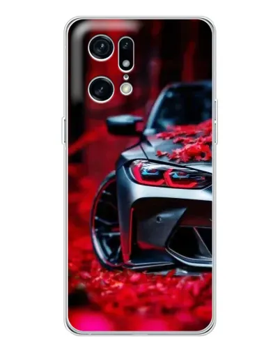 Чехол для OPPO Find X5 Pro с картинкой «Спортивная BMW и цветы»