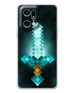 Чехол для OPPO Find X5 Pro с картинкой «Алмазный меч неон»
