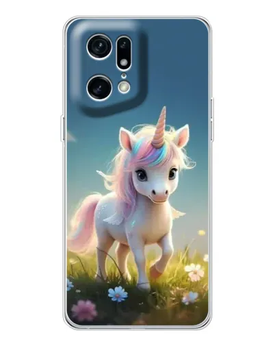 Чехол для OPPO Find X5 Pro с картинкой «Единорог на поляне»