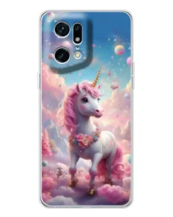 Чехол для OPPO Find X5 Pro с картинкой «Единорог среди облаков»