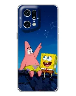 Чехол для OPPO Find X5 Pro с картинкой «Губка Боб и Патрик ночью»