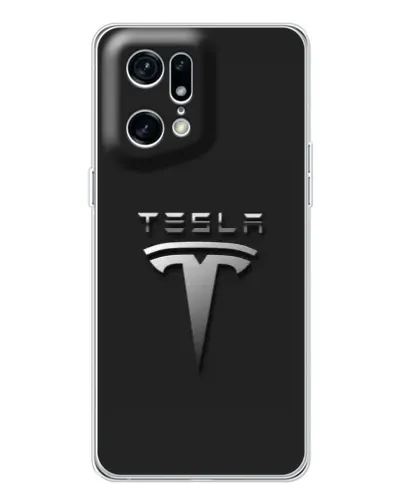 Чехол для OPPO Find X5 Pro с картинкой «Стальной логотип Tesla»