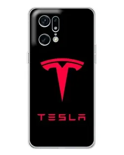 Чехол для OPPO Find X5 Pro с картинкой «Tesla Red Logo»