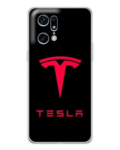 Чехол для OPPO Find X5 Pro с картинкой «Tesla Red Logo»