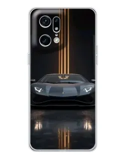 Чехол для OPPO Find X5 Pro с картинкой «Lamborghini золотые линии»