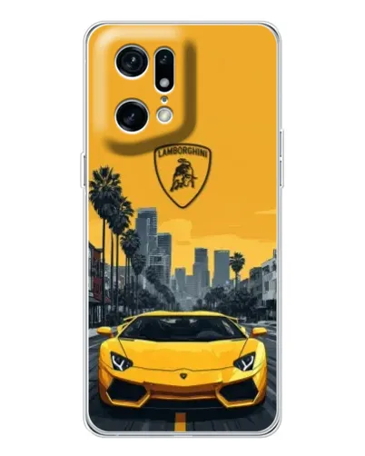 Чехол для OPPO Find X5 Pro с картинкой «Желтый Lamborghini город»