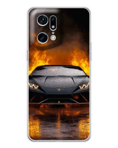 Чехол для OPPO Find X5 Pro с картинкой «Lamborghini в огне»