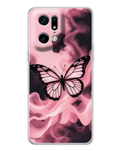 Чехол для OPPO Find X5 Pro с картинкой «Бабочка в дыму»