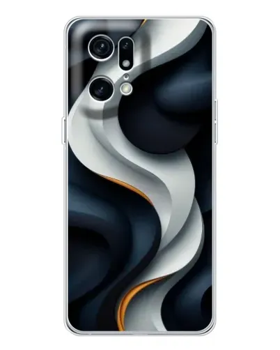 Чехол для OPPO Find X5 Pro с картинкой «Объемные черно-белые ленты»