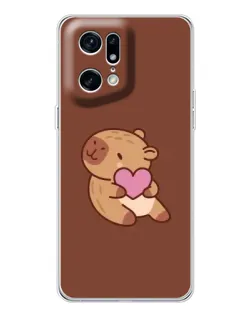 Чехол для OPPO Find X5 Pro с картинкой «Капибара с сердцем»