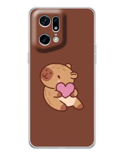 Чехол для OPPO Find X5 Pro с картинкой «Капибара с сердцем»
