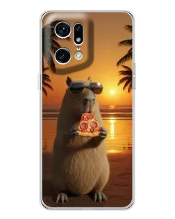 Чехол для OPPO Find X5 Pro с картинкой «Капибара с пиццей»