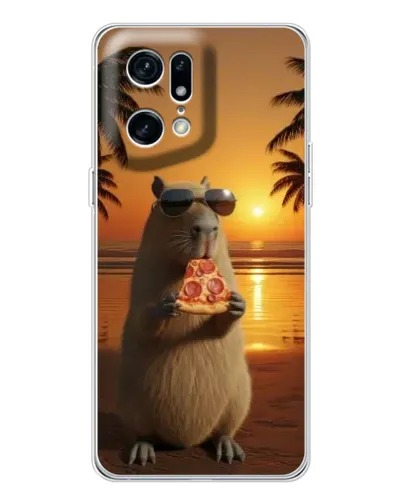 Чехол для OPPO Find X5 Pro с картинкой «Капибара с пиццей»