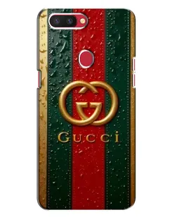 Чехол для OPPO R11s с картинкой «Gucci — фирменная полоса и золото»