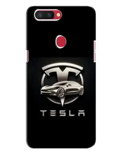 Чехол для OPPO R11s с картинкой «Tesla — серебристое авто»