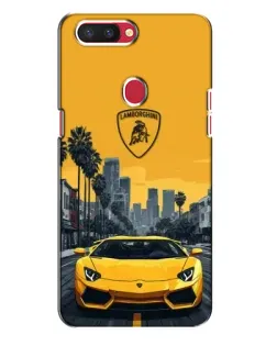 Чехол для OPPO R11s с картинкой «Желтый Lamborghini город»