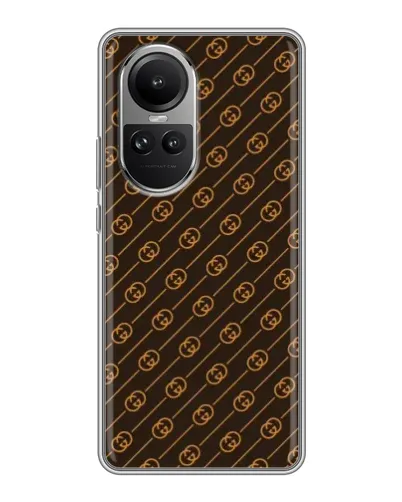 Чехол для OPPO Reno 10 Pro с картинкой «Gucci — золотые диагонали»