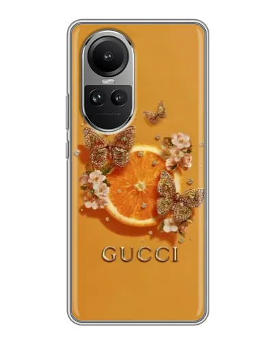 Чехол для OPPO Reno 10 Pro с картинкой «Gucci — золотые бабочки» Чехол для OPPO Reno 10 Pro с картинкой «Gucci — золотые бабочки»