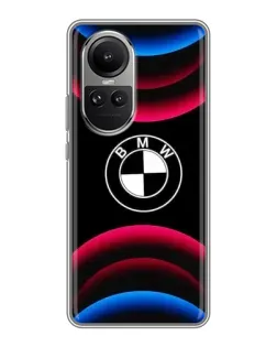 Чехол для OPPO Reno 10 Pro с картинкой «Логотип BMW и неоновые дуги»