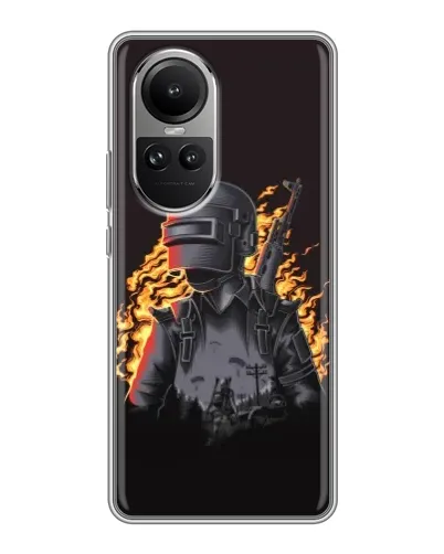 Чехол для OPPO Reno 10 Pro с картинкой «PUBG — огненный силуэт» Чехол для OPPO Reno 10 Pro с картинкой «PUBG — огненный силуэт»