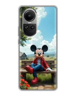 Чехол для OPPO Reno 10 Pro с картинкой «Микки на скамейке»