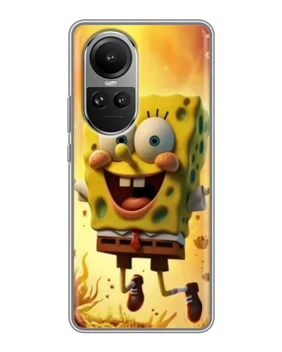 Чехол для OPPO Reno 10 Pro с картинкой «Губка Боб прыгает»