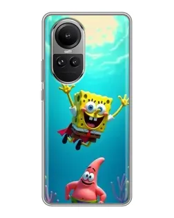 Чехол для OPPO Reno 10 Pro с картинкой «Спанч Боб под водой»