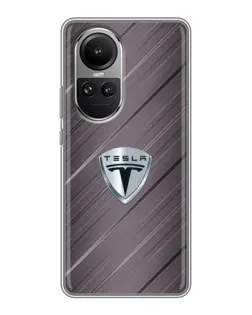 Чехол для OPPO Reno 10 Pro с картинкой «Металлическая текстура Tesla»