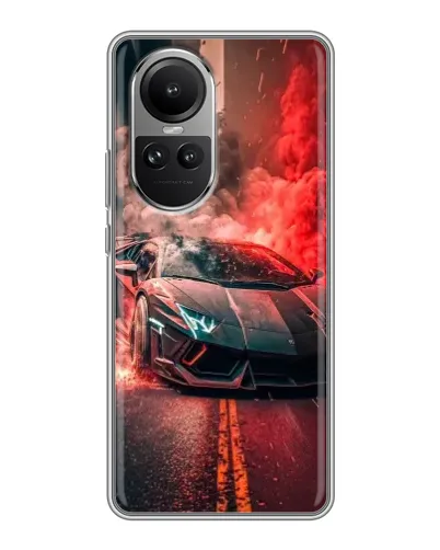 Чехол для OPPO Reno 10 Pro с картинкой «Lamborghini красный дым»
