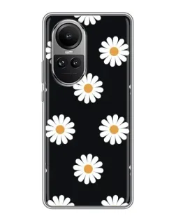 Чехол для OPPO Reno 10 Pro с картинкой «Ромашки на черном» Чехол для OPPO Reno 10 Pro с картинкой «Ромашки на черном»