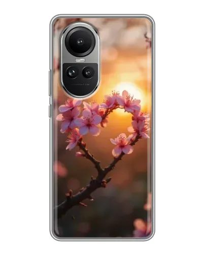 Чехол для OPPO Reno 10 Pro с картинкой «Розовый цвет сердце на фоне заката» Чехол для OPPO Reno 10 Pro с картинкой «Розовый цвет сердце на фоне заката»