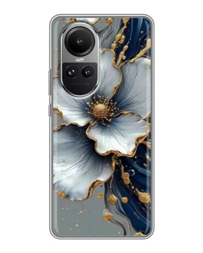 Чехол для OPPO Reno 10 Pro с картинкой «Белый цветок и золотой флюид» Чехол для OPPO Reno 10 Pro с картинкой «Белый цветок и золотой флюид»