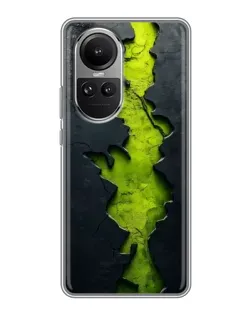 Чехол для OPPO Reno 10 Pro с картинкой «Салатовый разлом скалы»