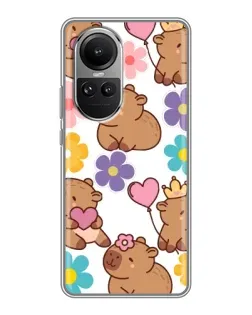 Чехол для OPPO Reno 10 Pro с картинкой «Цветочный паттерн капибар»